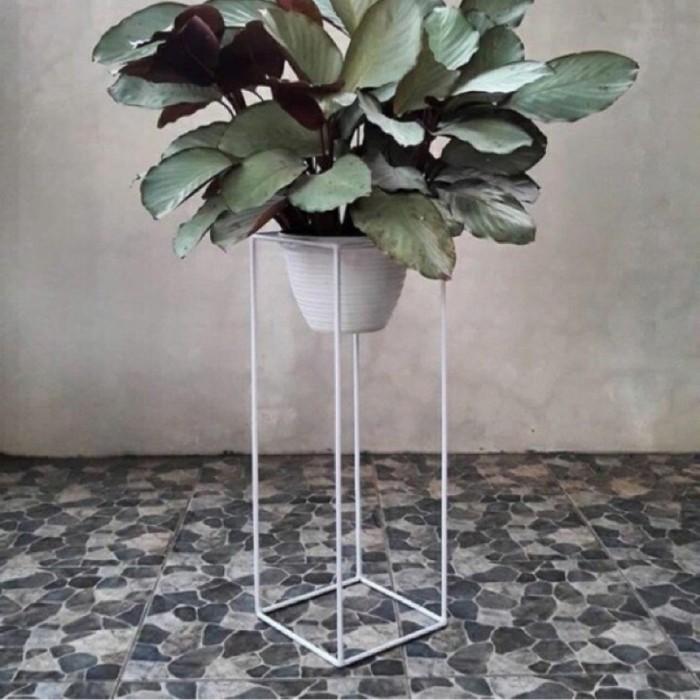 rak pot bunga minimalis 1 stan - Putih