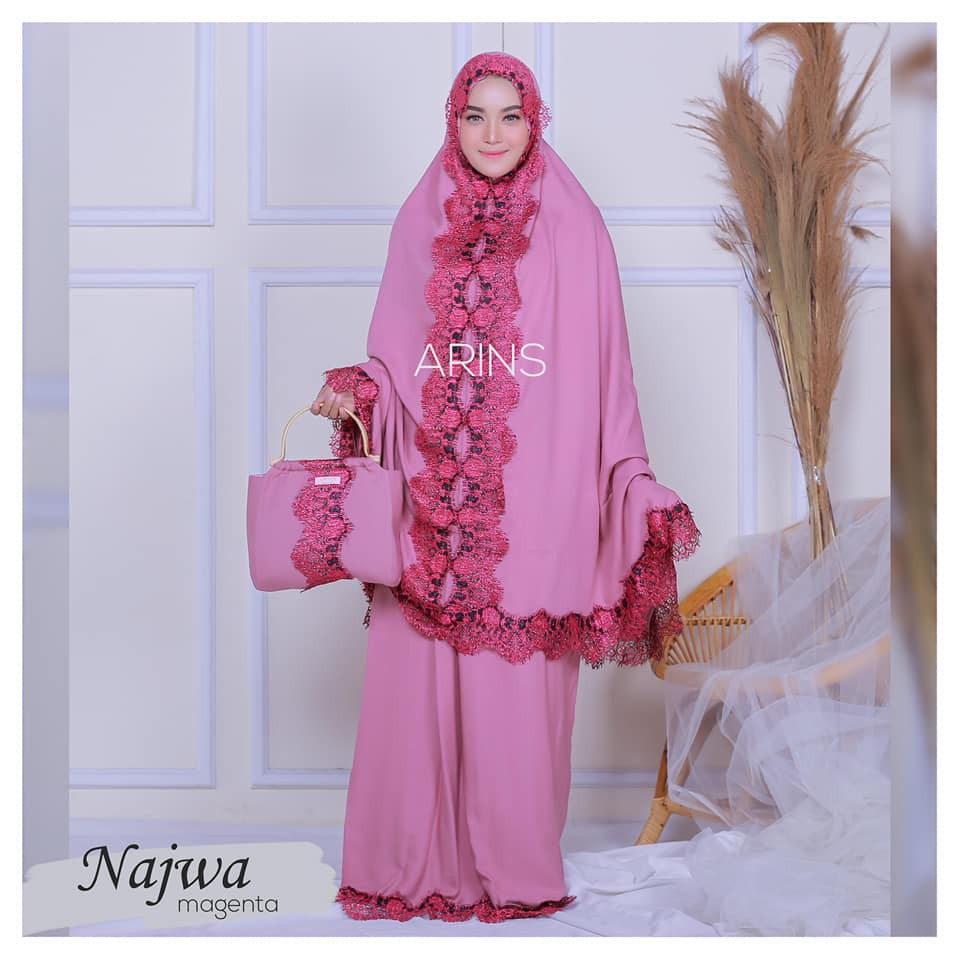Mukena Bali Renda NAJWA ARINS ORIGINAL Size Jumbo Dewasa Bahan Rayon Adem