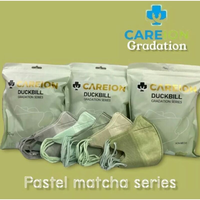 Masker Duckbill Careion 4ply Gradation Series Matcha Isi 50pcs