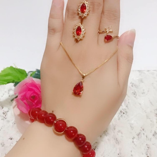 set giok merah gelang giok asli 88