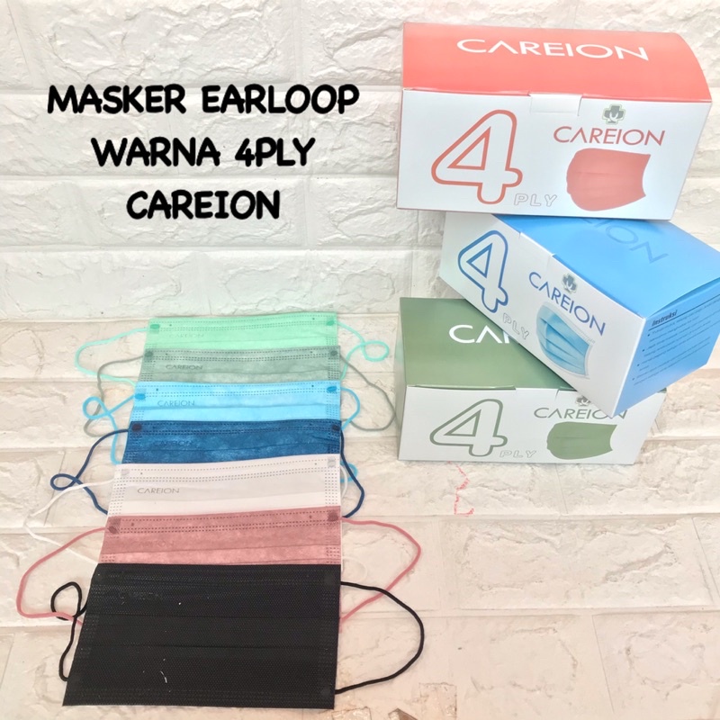 MASKER EARLOOP CAREION 4 PLY WARNA WARNI ISI 50 PCS CAREION MASK 4PLY EARLOOP COLORFUL