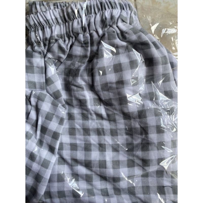 CELANA KULOT PANJANG MOTIF KOTAK KHAS BALI/CELANA PANJANG MURAH-Kotak abu