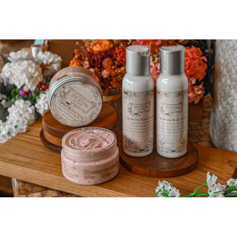(AGEN RESMI) NOERA BEAUTY CARE LIGHTENING BODY LOTION DAN BODY SCRUB lulur handbody noera by reisha