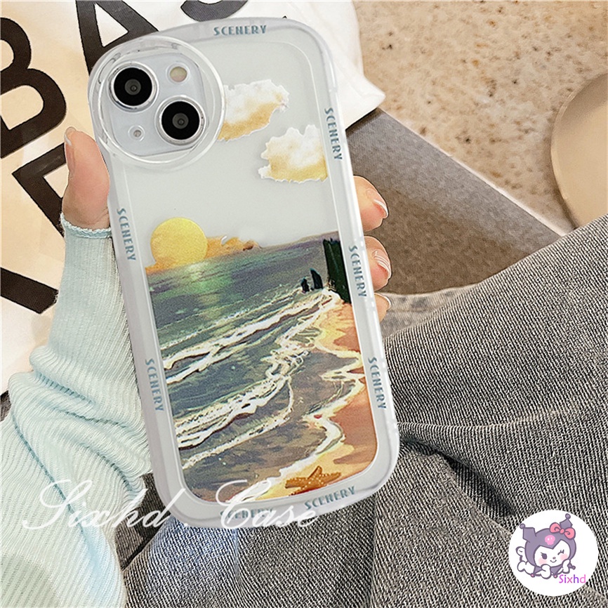 Redmi Note 12 11 11s 10 9 8Pro Redmi 12C 10C 10A 10 9T 9C 9A 9 A1 A1+ Xiaomi 11 Lite 12T 11TPro Mi Poco M3 X3Pro NFC Ins Fashion Simple Sunset Round Lens Phone Case Soft Shockproof Cover