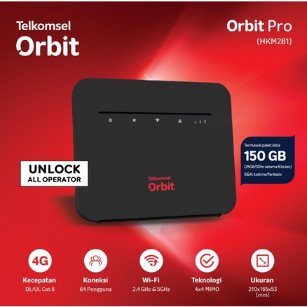 Home Router HKM281 HKM-281 ORBIT PRO Modem HOME WIRELESS MIFI Free Telkomsel 50GB