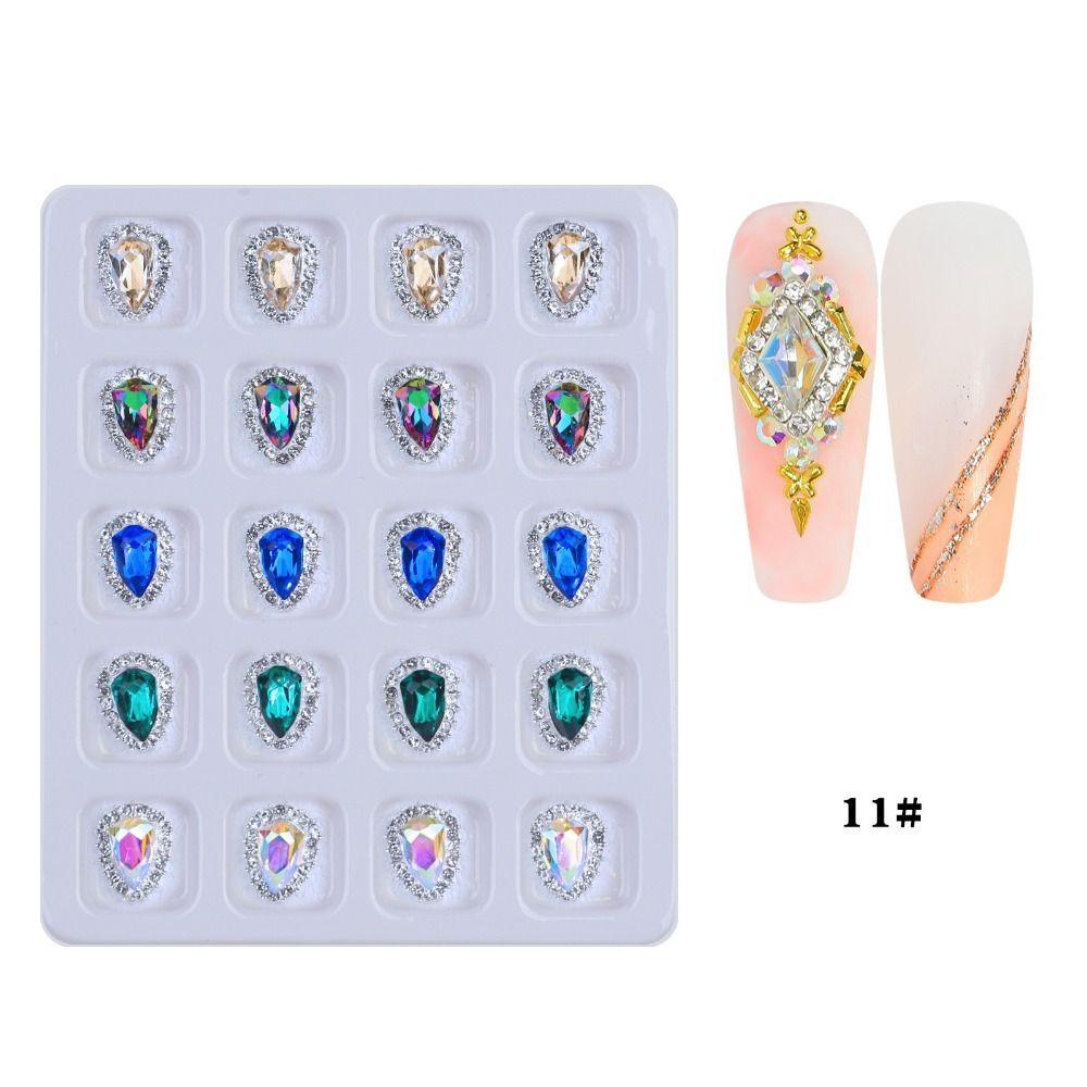 Augustina Nail Art Charms Bersinar 20kisi Jantung Kupu-Kupu Kuku Salon DIY Bahan Kuku Nail Rhinestones