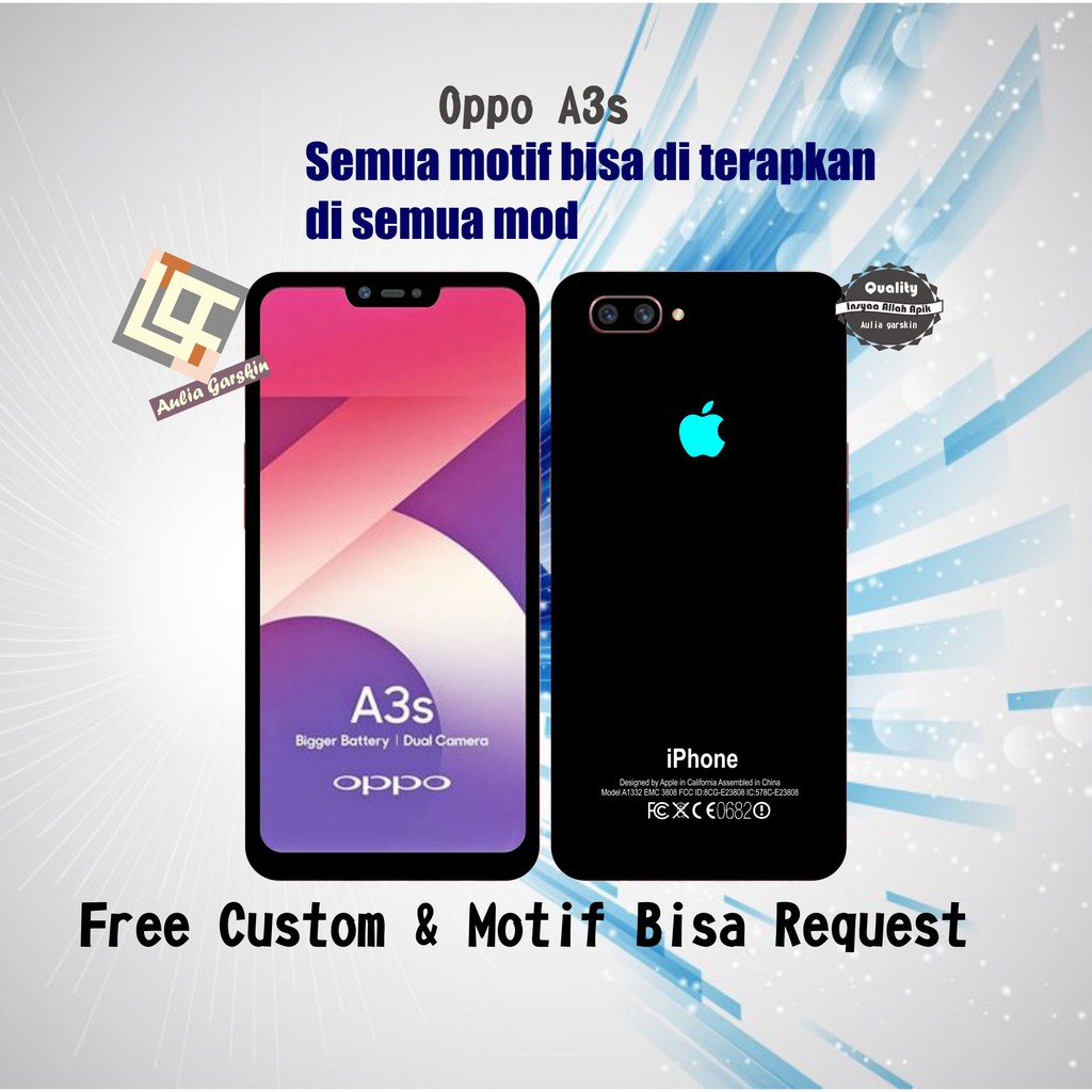 Garskin Oppo A3s Motif Iphone Black Free Custom Motif Shopee