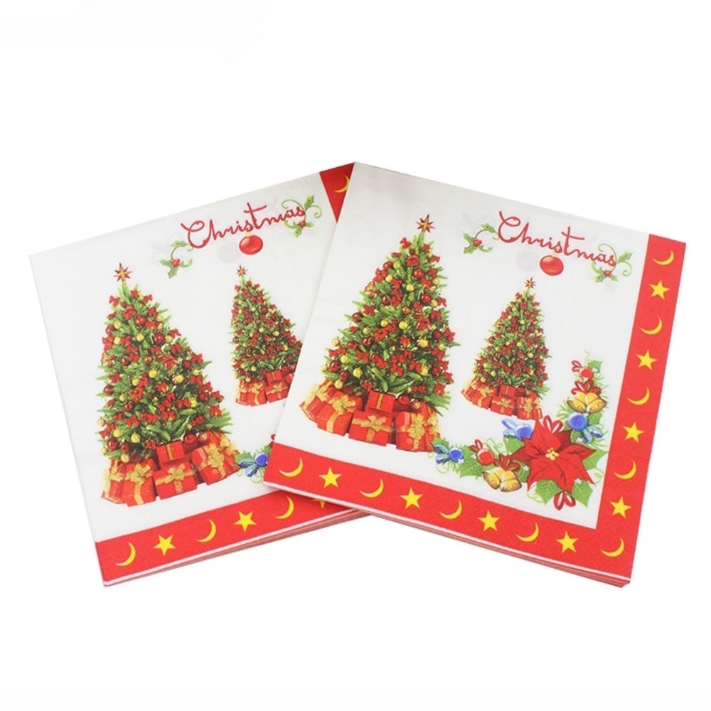 20 Sheets/Pack Christmas Theme Paper Napkin For Wedding Birthday Home Party Decoration Servilleta Supplies