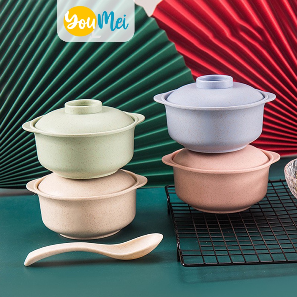Set Mangkuk Sayur Dengan Tutup dan Alat Makan Sendok  / Cover The Cup Bowl / Soup Bowl /  Mangkuk Bubur Dengan Tutup / Mangkuk Nasi / Mangkuk Sup  - 1206