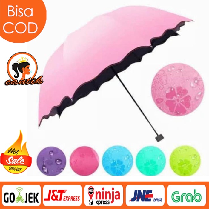 PAYUNG LIPAT 3D Magic Umbrella 3 Dimensi Ajaib Hujan Basah Ada Motif Timbul Lucu Unik