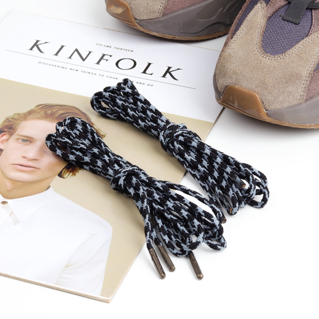 Tali sepatu bulat oval polyster per pasang 2 buah shoelaces 140cm dan 170 cm warna hitam black abu