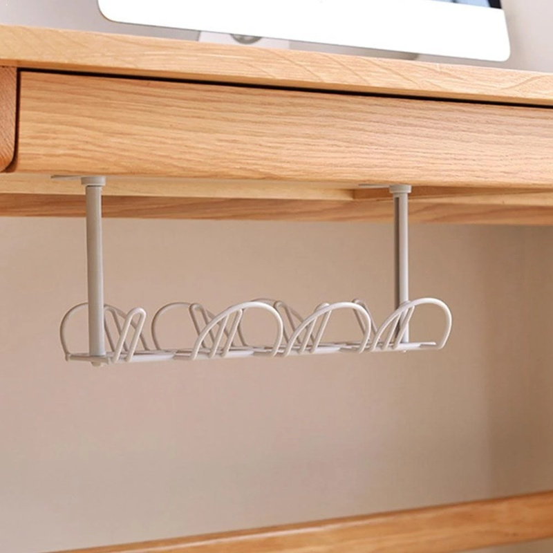 Storage Basket Hanging Under Desk / Storage Shelf Plug Holder Power Cable Organizer / Home Office Container