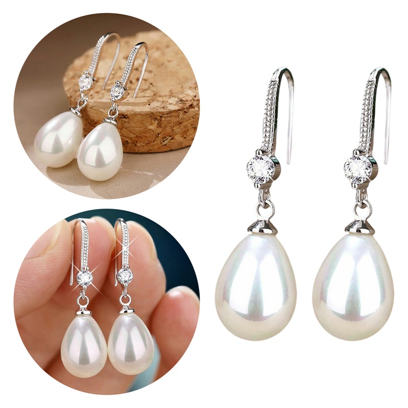 Anting Mutiara Imitasi Warna Silver Untuk Wanita