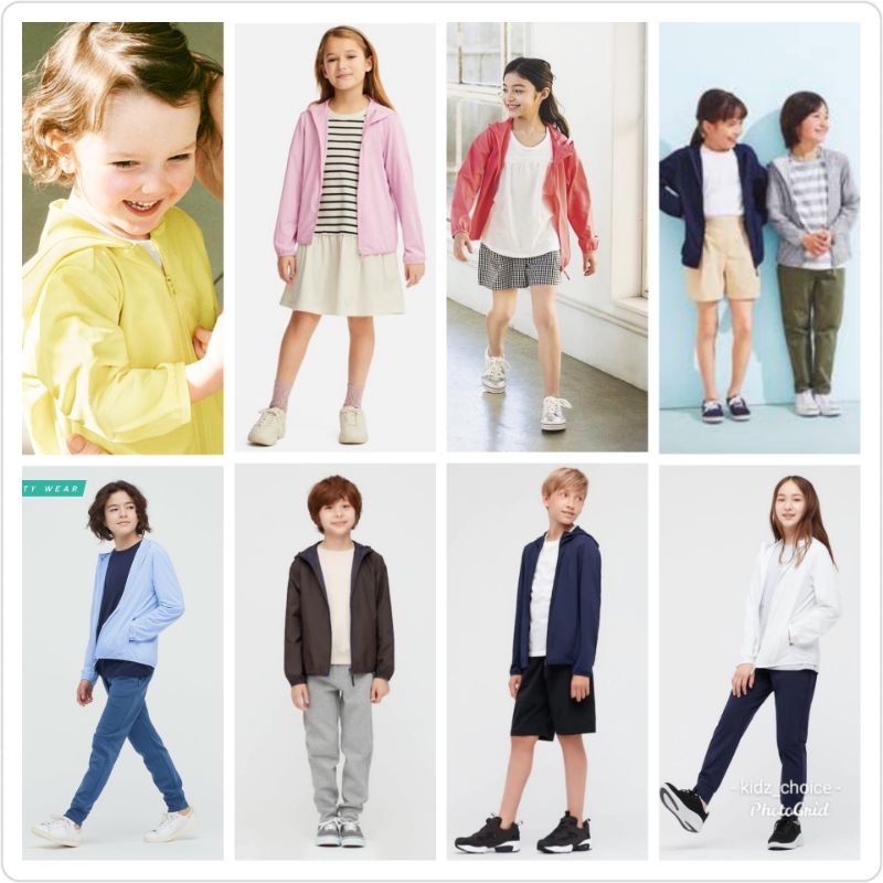 Jaket Anak Unisex Laki Laki Perempuan UNIQLO AIRism Mesh Hoodie UV Protection UPF40 3 4 5 6 7 8 9 10