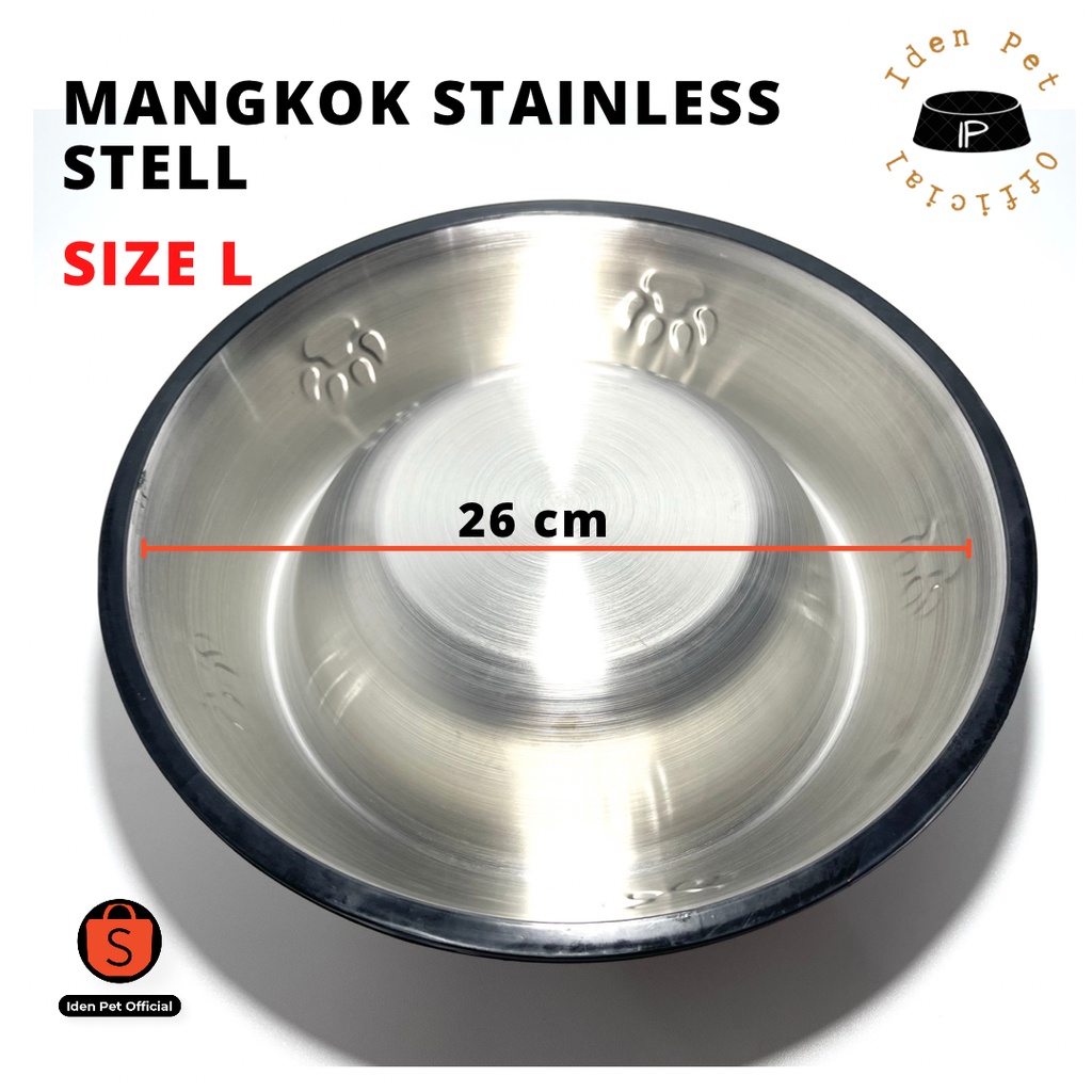 Mangkok Tempat Makan Minum Anjing Kucing Stainless Steel Pet Bowl Wadah Stainles Anti Selip