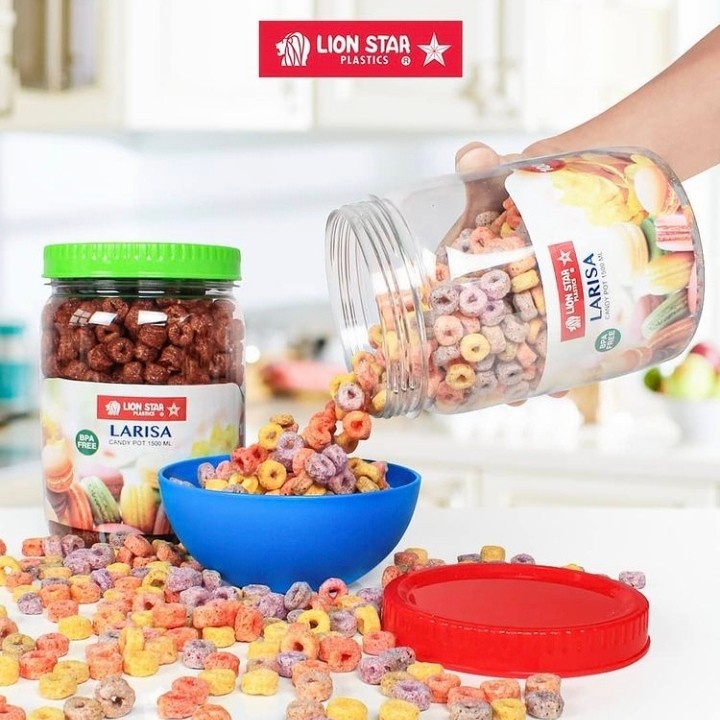 Toples Permen Snack Lion Star Larisa - 1500 ml Toples Kue Plastik