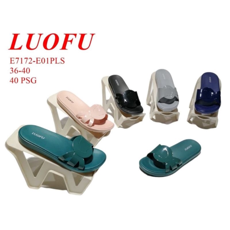 Sandal wanita Luofu terbaru,sendal perempuan kekinian dan nyaman,Luofu E 7172-E01PLS,Sendal slop Kekinian.