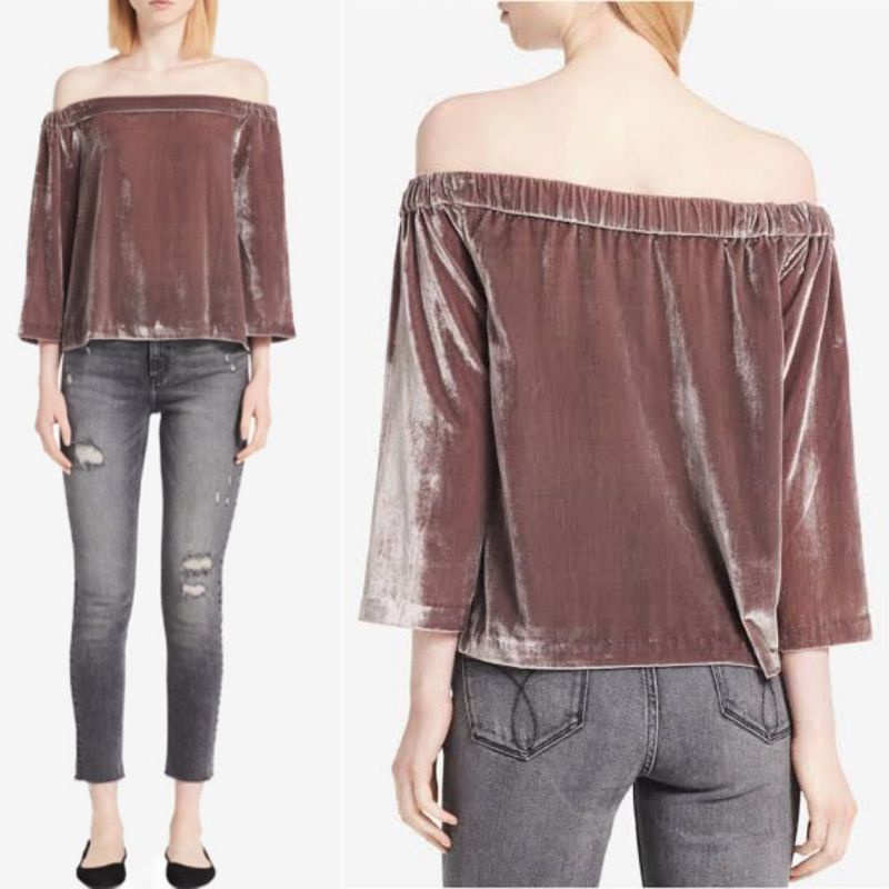 Ck off the shoulder velvet blouse