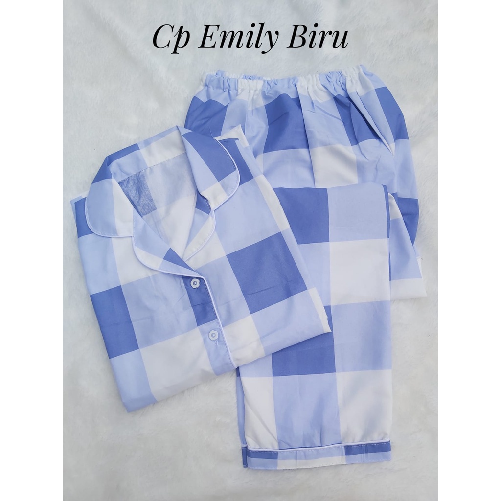 Premium Jnv Piyama Cp Wanita Motif Kotak 02 - Baju Tidur Lengan Pendek - Katun Premium