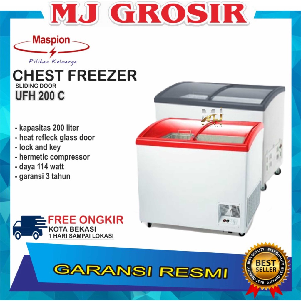 MASPION UFH 200 C CHEST FREEZER BOX 200 LITER LEMARI PEMBEKU SLIDING