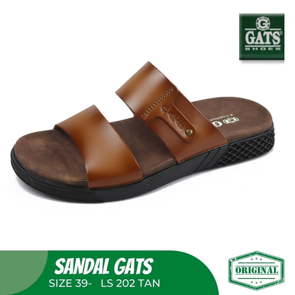 Sandal Pria Sandal Slide GATS LS 202 TAN Original Kulit Asli Terbaru Model Trendy