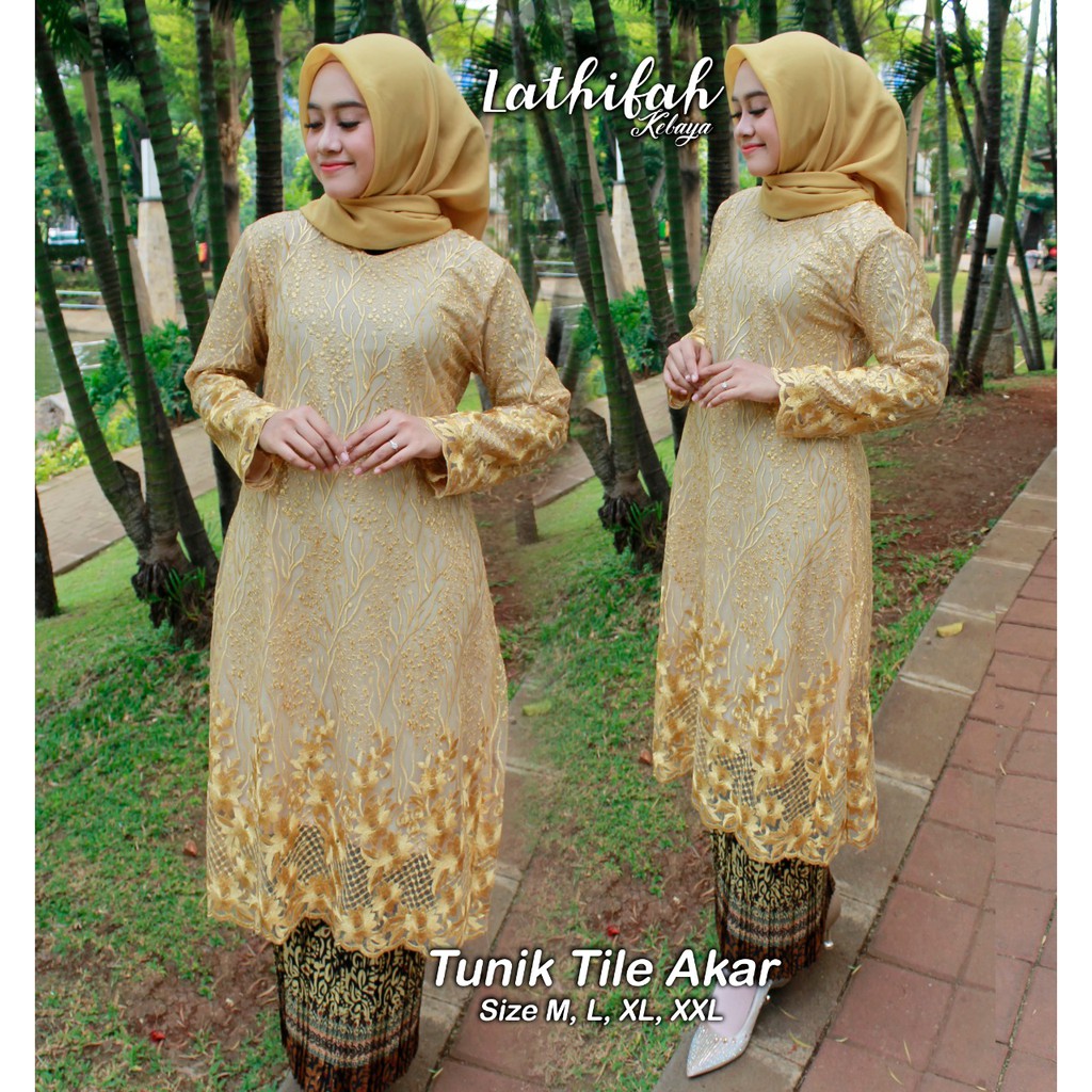 stelan kebaya tunik tille akar new fashion