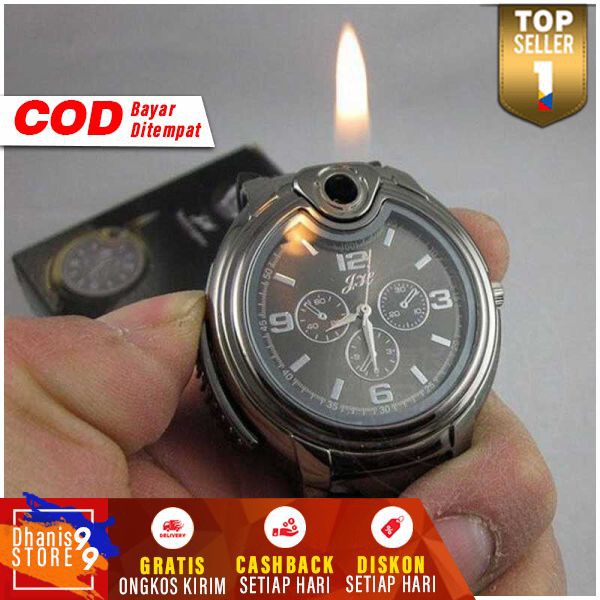 Jam Tangan Analog Pria dengan Korek Gas Jamtangan Cowok Keren Casual Fashion Terbaru