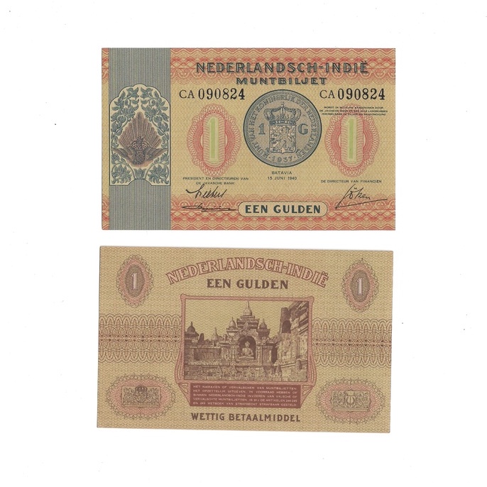 Uang kuno Indonesia 1 Gulden 1940 Seri Muntbiljet AU-UNC