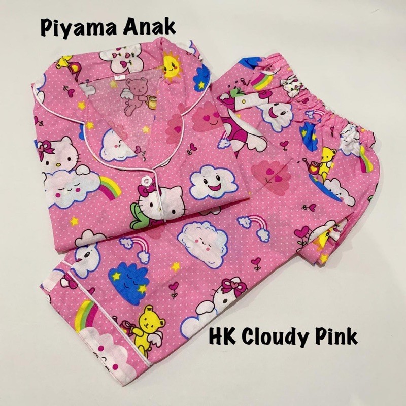 Piyama CLOUDY PINK dan MERAH bisa couple mom and kids family