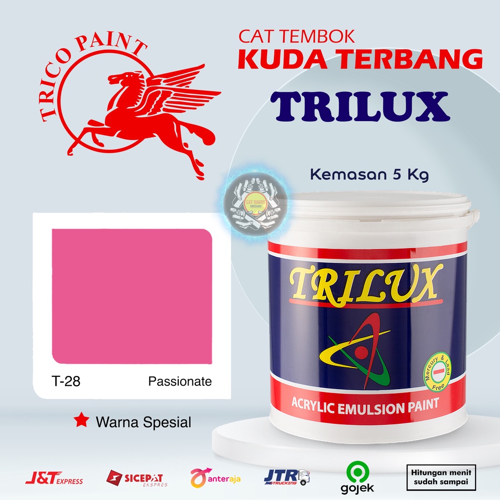 CAT AIR CAT TEMBOK DINDING TRILUX KUDA TERBANG 5 KG WARNA SPESIAL T-28 PASSIONATE T28 PINK TUA MAGEN