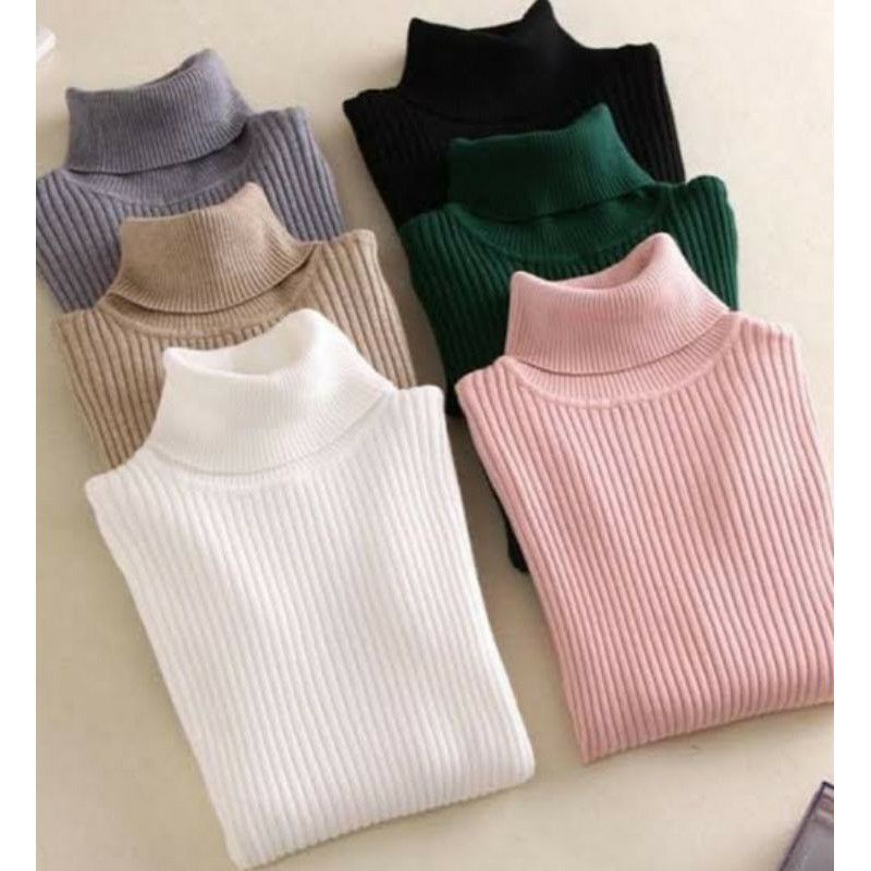 sweater rajut turtle neck famel