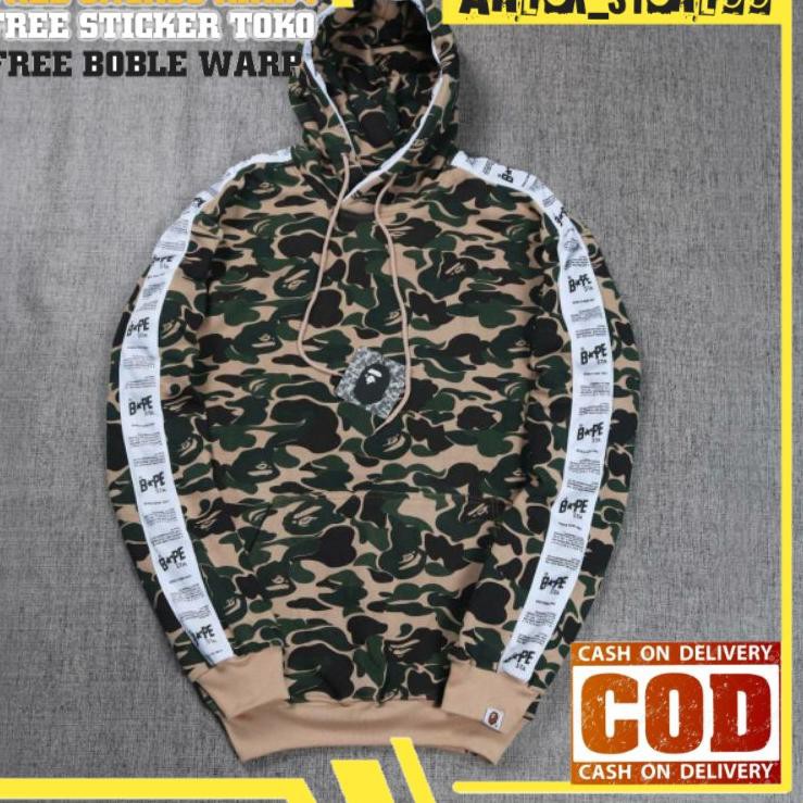 W3U4 Jaket Sweater Hoodie Bape x  Camo Army Pum FullTag & Label VG9