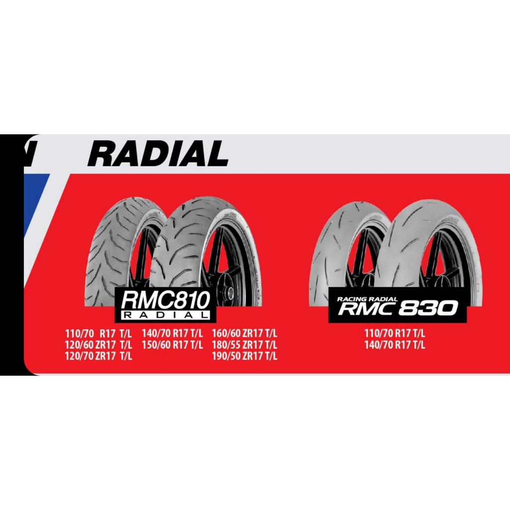 BAN LUAR IRC RADIAL RM810 TUBELESS 180/55 RING 17 MOTOR SPORT 250 CC