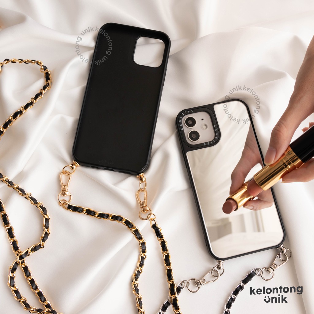 (Seri 1) For iPhone - Casetify Mirror Lanyard Rantai Case/ Sling Case Tali