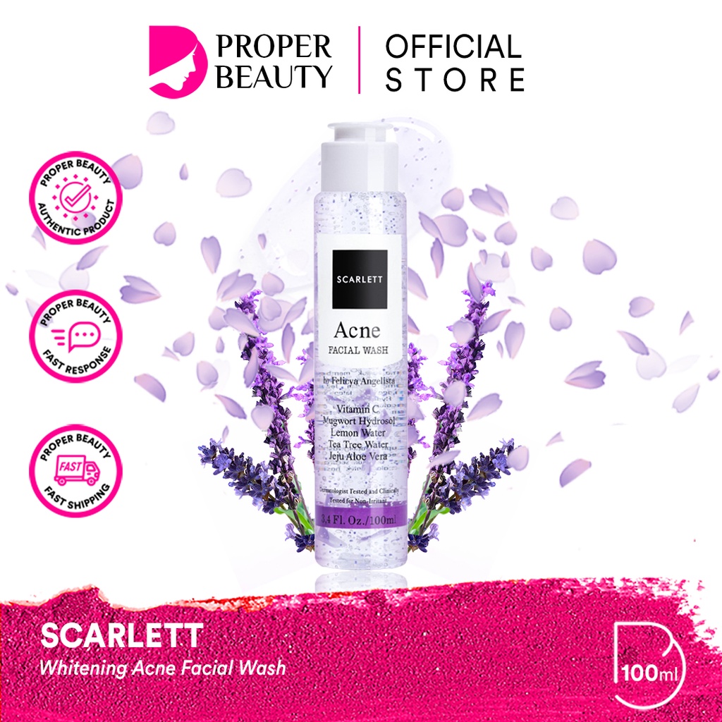 SCARLETT Whitening Acne Facial Wash Indonesia / Pembersih Wajah Jerawat / Brightening Hydro Fresh Fa