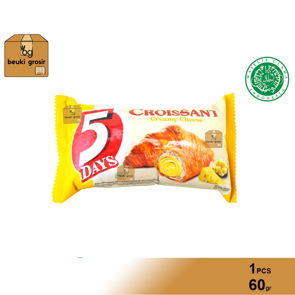 

ECER 5 Days Croissant Creamy Cheese Roti Isi Pasta Keju Halal - 60gr