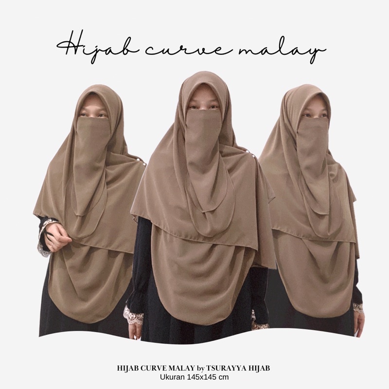 Hijab Segiempat jumbo curve malay 145X145 set cadar/segiempat oval ceruty babydol