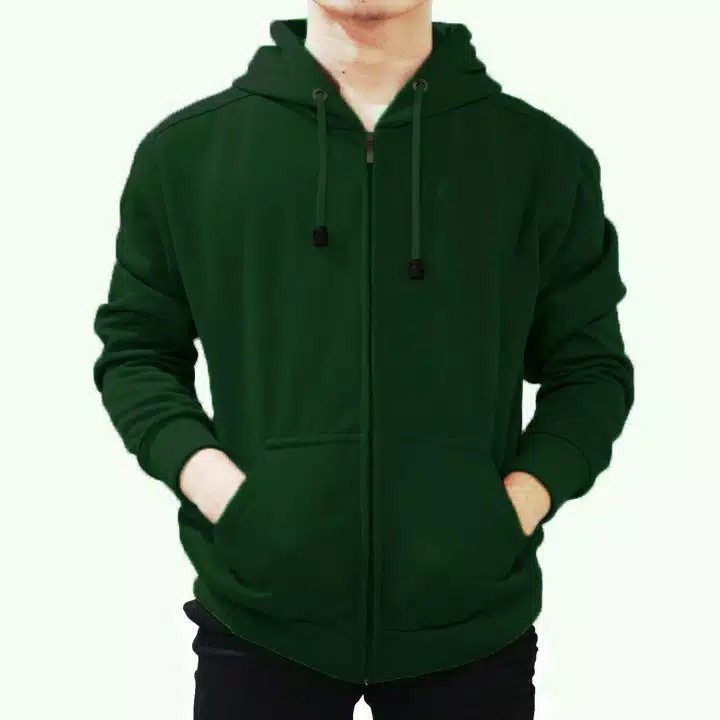 Bisa (COD) Hoodie Jaket Ziper Hoodie Jumper Polos Pria/wanita Bahan Tebal