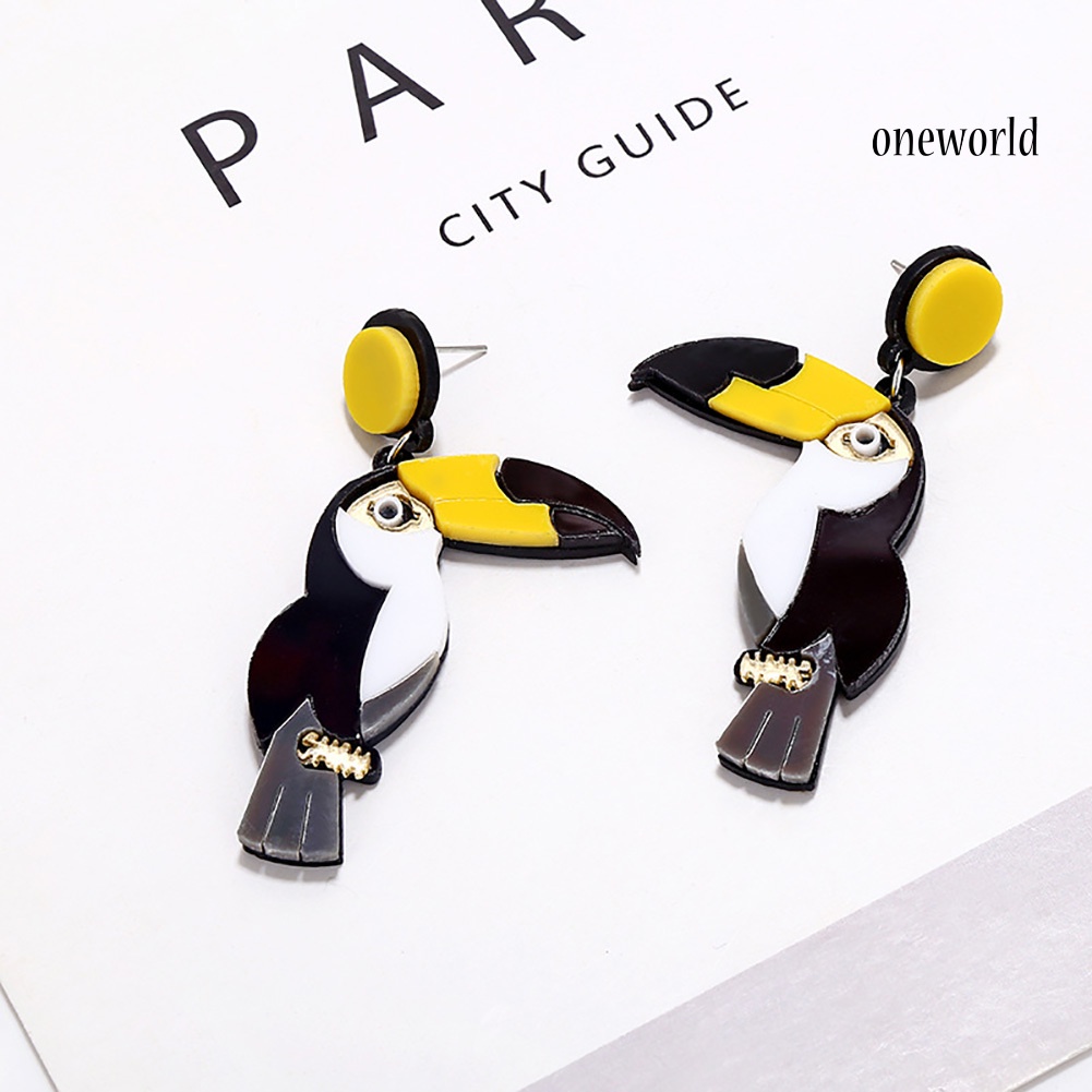 OW@ Fashion Women Multicolor Parrot Bird Pendant Drop Dangle Stud Earrings Jewelry