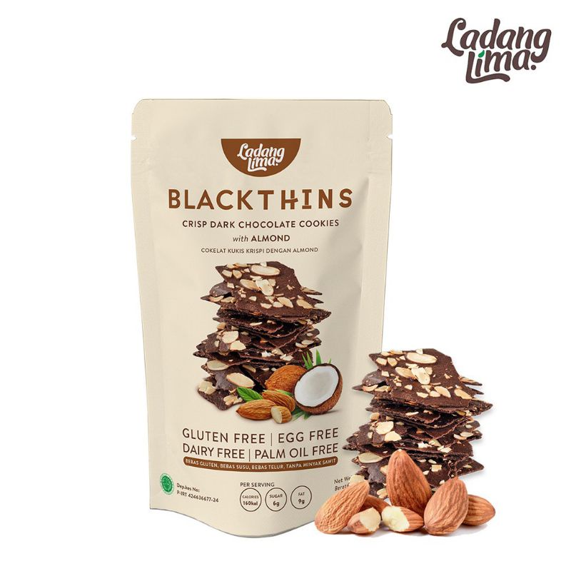 Blackthins Ladang Lima | Crisp Dark Chocolate Cookies With Almond 100gr