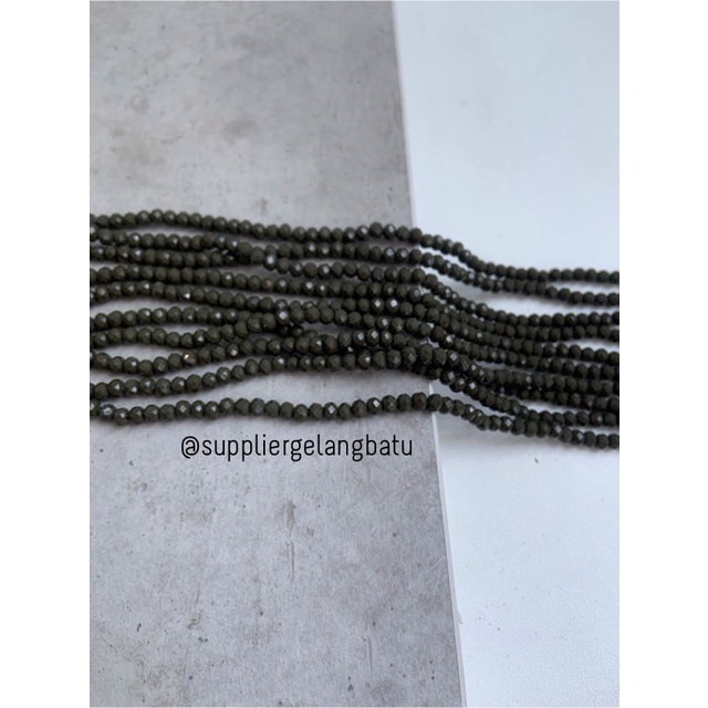 Kristal Ceko 4mm green hijau army bahan kreasi prakarya gelang kalung