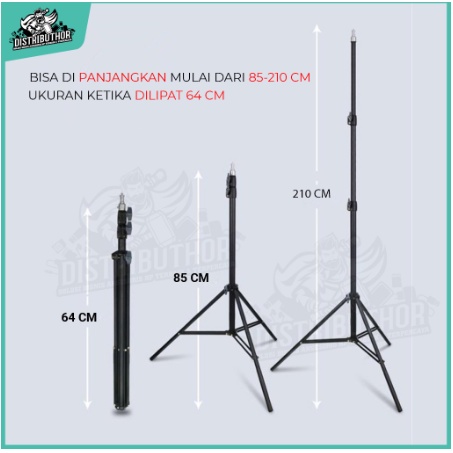 Tripod hp 2.1 meter Bahan Besi tripot stand untuk hp kamera lampu lighting ringlight panjang  2m