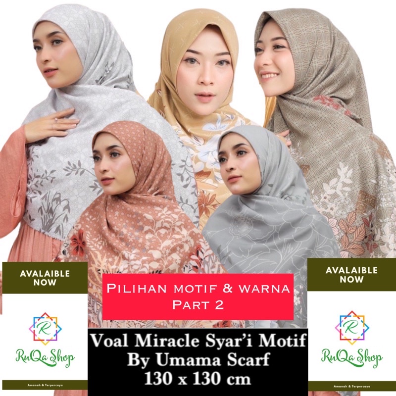 Hijab Segi Empat - Jilbab Syari - Hijab Jumbo - Jilbab Motif - Voal Miracle Syari - Motif Lasercut - Umama Scarf-1