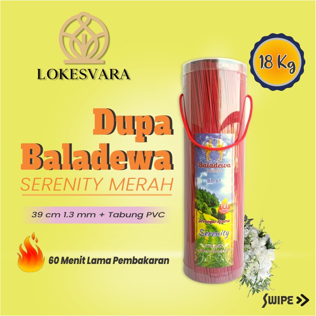 Dupa Hio Wangi Harum Baladewa 39 cm Serenity Merah + Tabung PVC