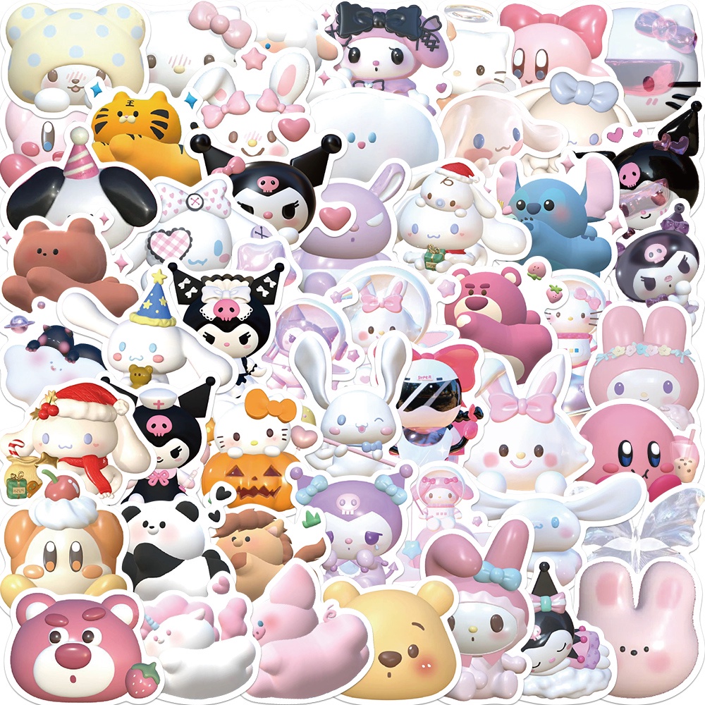 2022 50pcs Stiker Kartun 3D Kuromi My Melody Anti Air Untuk Skateboard / Gitar / Laptop / Sepeda