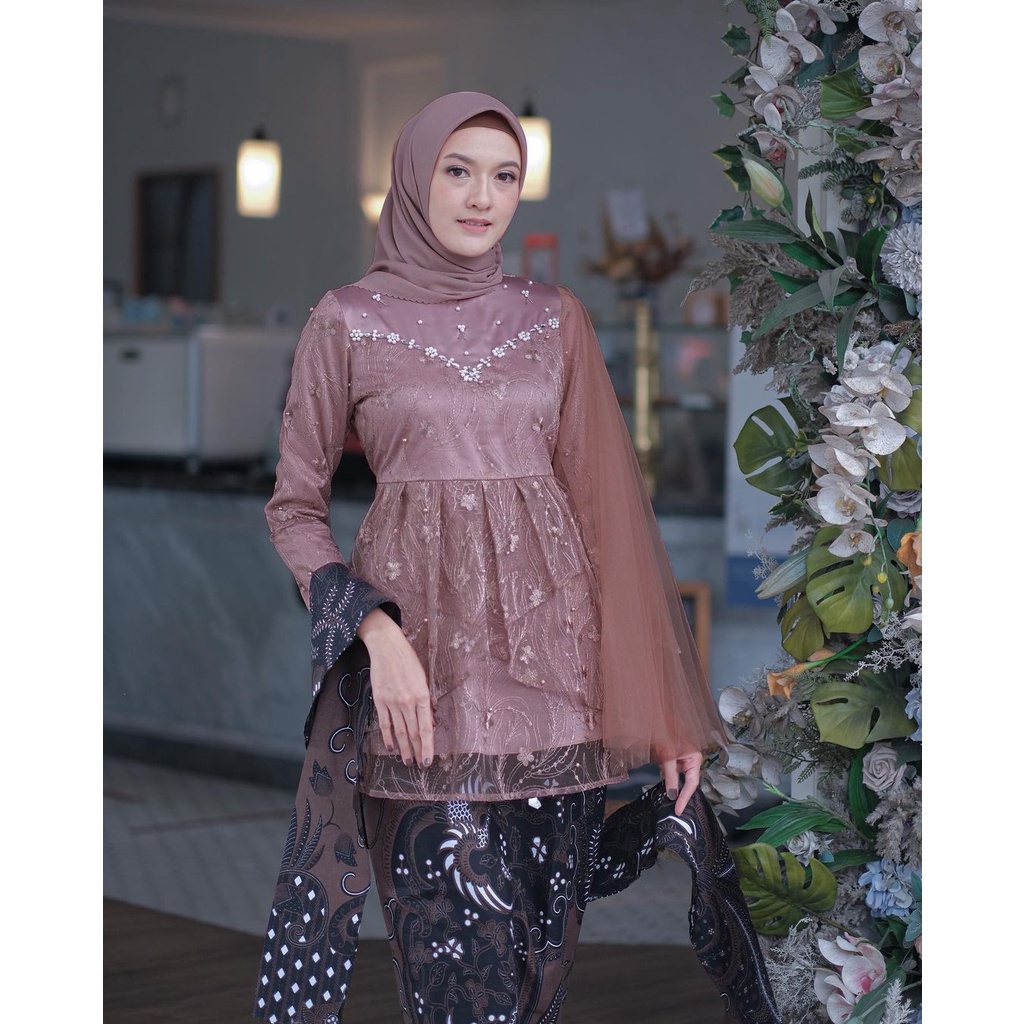 NAYAKA BATIK - Set Kebaya Batik Wanita Modern Envy - Baju Kondangan Wanita Kebaya Wisuda Kebaya Brukat Setelan Kebaya Modern Remaja