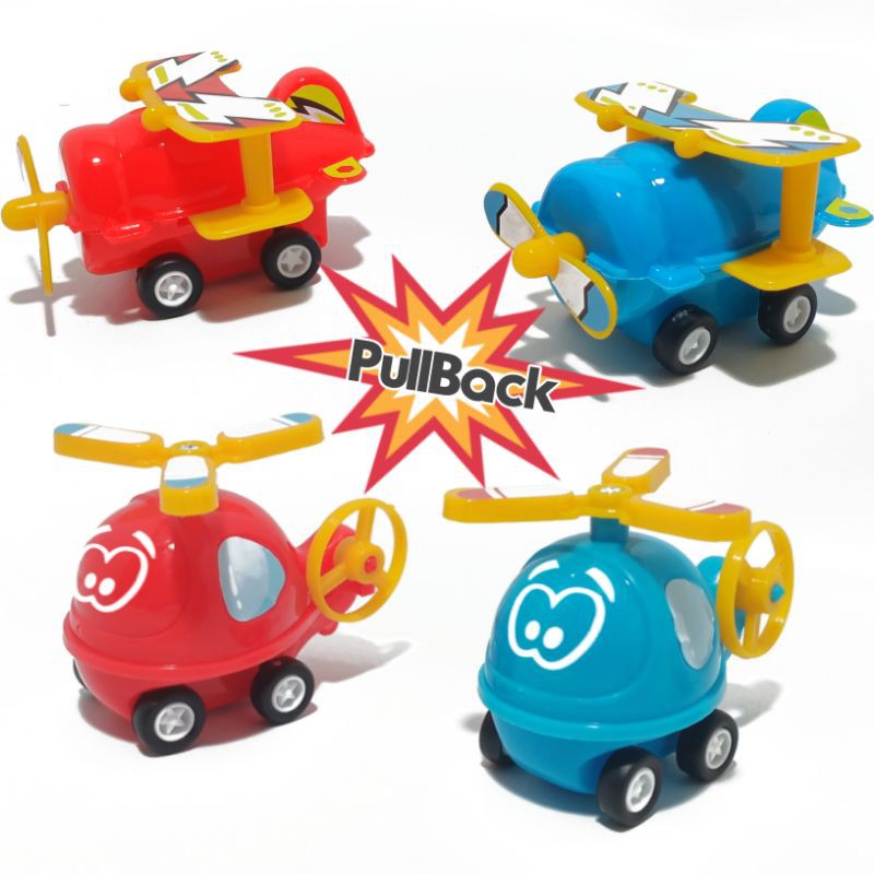 Mainan Pesawat Dan Helikopter Mini Flyer Set Isi 4pcs PullBack