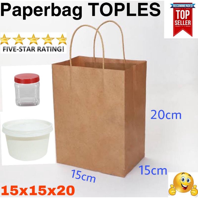 

KELIPATAN PEMBELIAN 20pcs / Paper bag toples 15x15x20,paper bag mangkok, paper bag take away,paper bag makanan