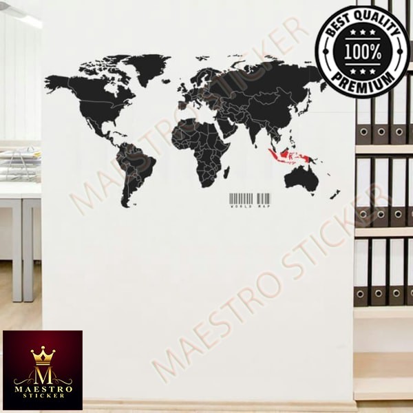 M.STICKER Stiker Peta Dunia Indonesia Wall Sticker Kaca Dingding Rumah Kantor
