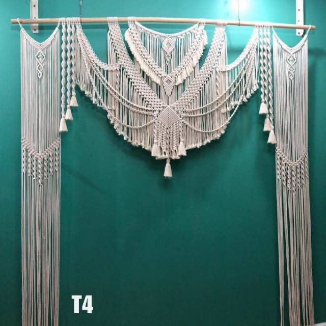 Tirai macrame backdrop wedding macrame pintu